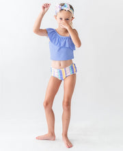 Cargar imagen en el visor de la galería, Rainbow Lane Stripe One Shoulder Ruffle Tankini