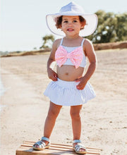 Cargar imagen en el visor de la galería, Periwinkle Blue Seersucker Bow Skirted Bikini