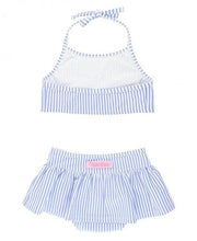 Cargar imagen en el visor de la galería, Periwinkle Blue Seersucker Bow Skirted Bikini