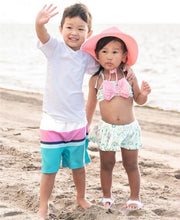Cargar imagen en el visor de la galería, Aqua Color Block Swim Trunks
