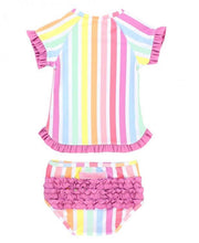 Cargar imagen en el visor de la galería, Rainbow Dream Stripe Rash Guard Bikini
