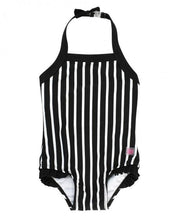 Cargar imagen en el visor de la galería, Black & White Stripe Halter One Piece
