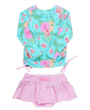 Cargar imagen en el visor de la galería, Orchid Oasis Long Sleeve Rash Guard Skirted Bikini