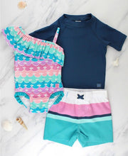 Cargar imagen en el visor de la galería, Aqua Color Block Swim Trunks