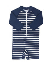 Cargar imagen en el visor de la galería, Navy Stripe Rash Guard Bodysuit