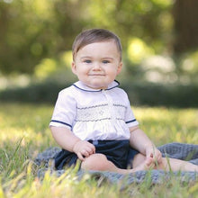 Cargar imagen en el visor de la galería, 2-Piece Navy Smocked Bobby Suit