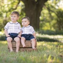 Cargar imagen en el visor de la galería, 2-Piece Navy Smocked Bobby Suit