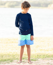 Cargar imagen en el visor de la galería, Mint & Blue Color Block Swim Trunks