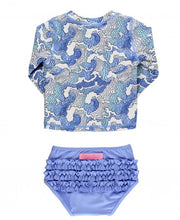 Cargar imagen en el visor de la galería, Ocean Camo Long Sleeve Zipper Rash Guard