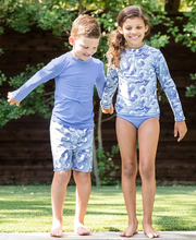 Cargar imagen en el visor de la galería, Ocean Camo Long Sleeve Zipper Rash Guard