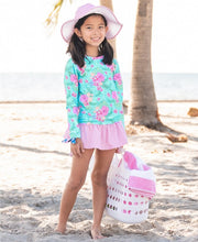 Cargar imagen en el visor de la galería, Orchid Oasis Long Sleeve Rash Guard Skirted Bikini