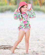 Cargar imagen en el visor de la galería, Rosy Sweetheart Peplum Long Sleeve Rash Guard Bikini