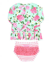 Cargar imagen en el visor de la galería, Rosy Sweetheart Peplum Long Sleeve Rash Guard Bikini