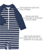 Cargar imagen en el visor de la galería, Navy Stripe Rash Guard Bodysuit