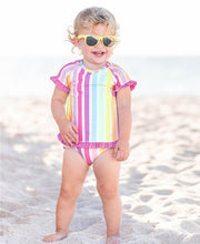 Cargar imagen en el visor de la galería, Rainbow Dream Stripe Rash Guard Bikini