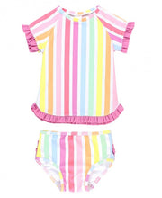Cargar imagen en el visor de la galería, Rainbow Dream Stripe Rash Guard Bikini