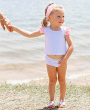 Cargar imagen en el visor de la galería, Periwinkle Blue Seersucker Tulip Back Tankini