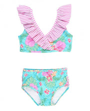 Cargar imagen en el visor de la galería, Orchid Oasis Seersucker Ruffle Bikini