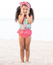 Cargar imagen en el visor de la galería, Rosy Sweetheart Ruffle Tie Tankini
