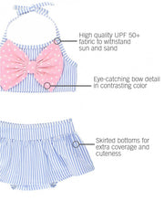 Cargar imagen en el visor de la galería, Periwinkle Blue Seersucker Bow Skirted Bikini