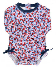 Cargar imagen en el visor de la galería, Red White and Bloom Long Sleeve One Piece Rash Guard
