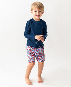 Red White and Bloom Swim Trunks