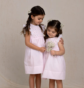 Girls Floral Hand Smocked Dress