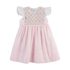 Girls Floral Hand Smocked Dress