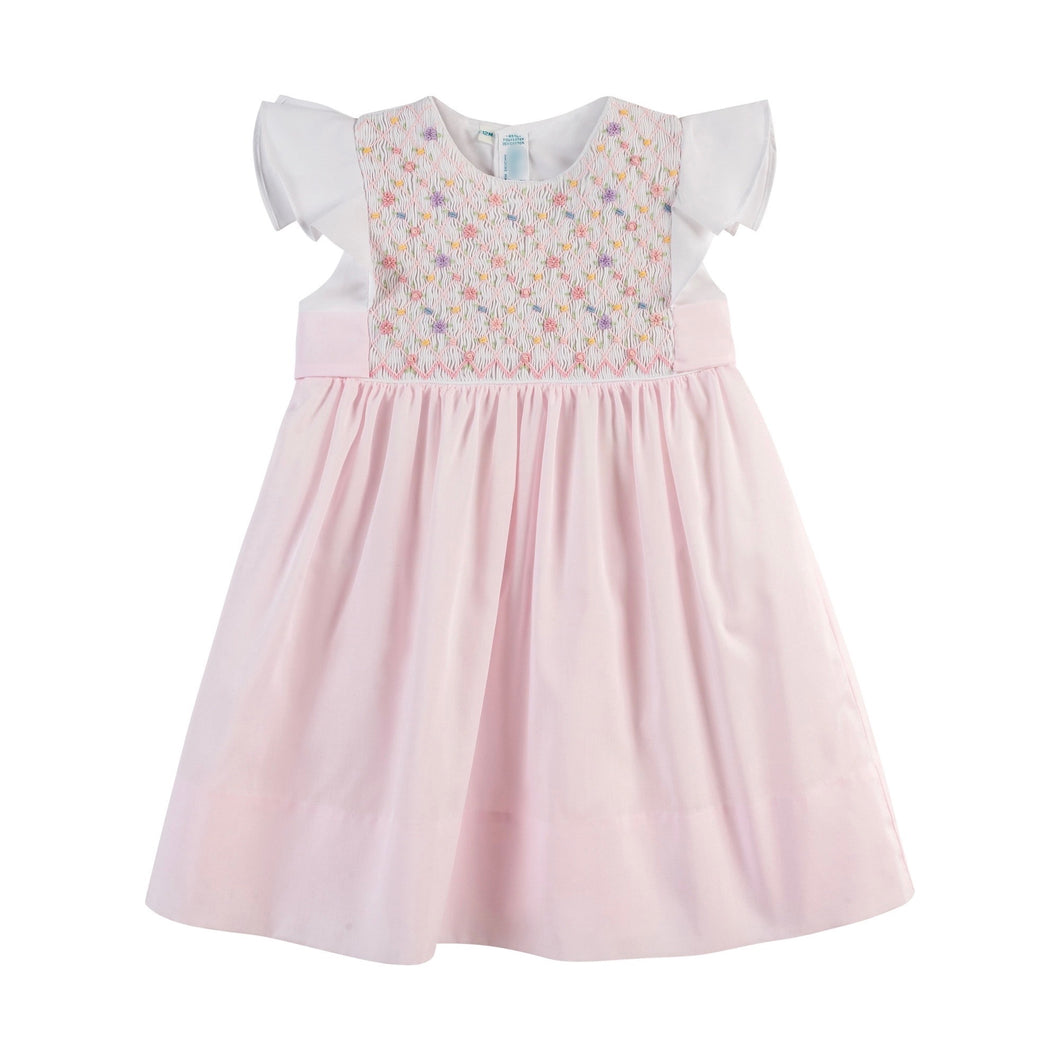 Girls Floral Hand Smocked Dress