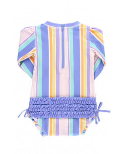 Rainbow Lane Stripe Long Sleeve One Piece Rash Guard