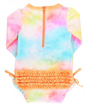 Cargar imagen en el visor de la galería, Rainbow Tie Dye Long Sleeve One Piece Rash Guard
