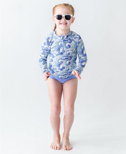 Ocean Camo Long Sleeve Zipper Rash Guard