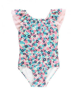 Water Lilies Ruffle V-Back One Piece