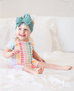 Rainbow Hearts Snuggly 2pc Ruffled Pajamas