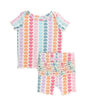 Cargar imagen en el visor de la galería, Rainbow Hearts Snuggly 2pc Ruffled Pajamas
