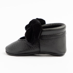 Black Velvet Knotted Bow Mocc Mini Sole