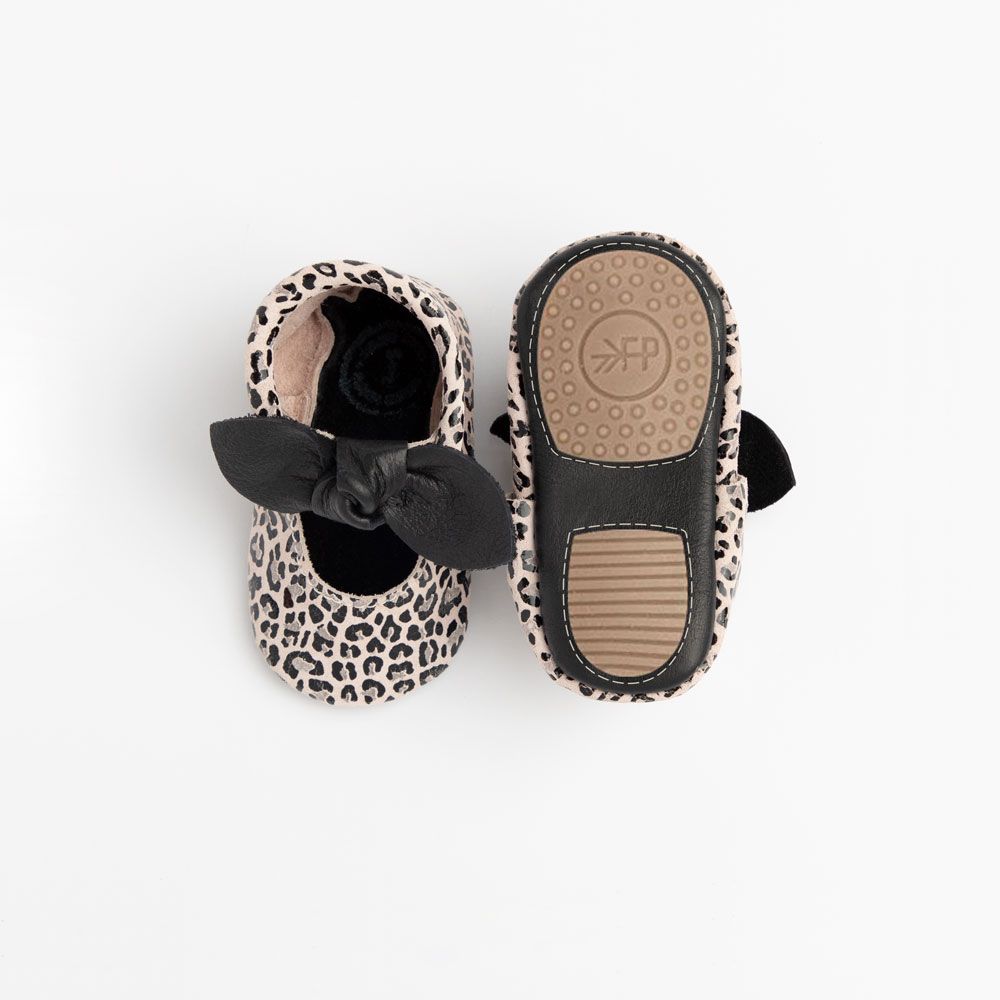 Glossy Leopard Knotted Bow Mocc Mini Sole