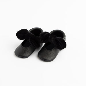 Black Velvet Knotted Bow Mocc Mini Sole