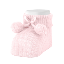 Cargar imagen en el visor de la galería, Ribbed Folded Cuff Booties with Pom Pom
