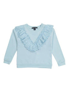 Eyelet Trim Ruffle Sweatshirt