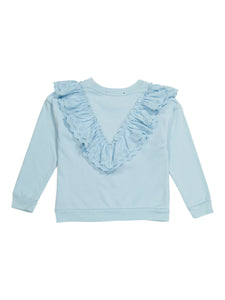 Eyelet Trim Ruffle Sweatshirt