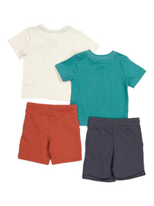 Boys 4pc Spaghetti Dino Shorts Set