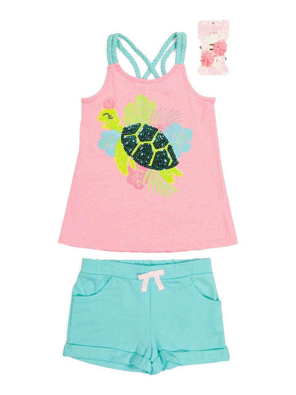 Girls 2pc Turtle Short Set