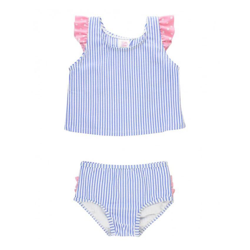 Periwinkle Blue Seersucker Tulip Back Tankini