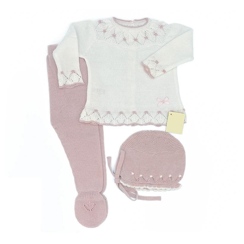 Nude Rose and White Knit Set