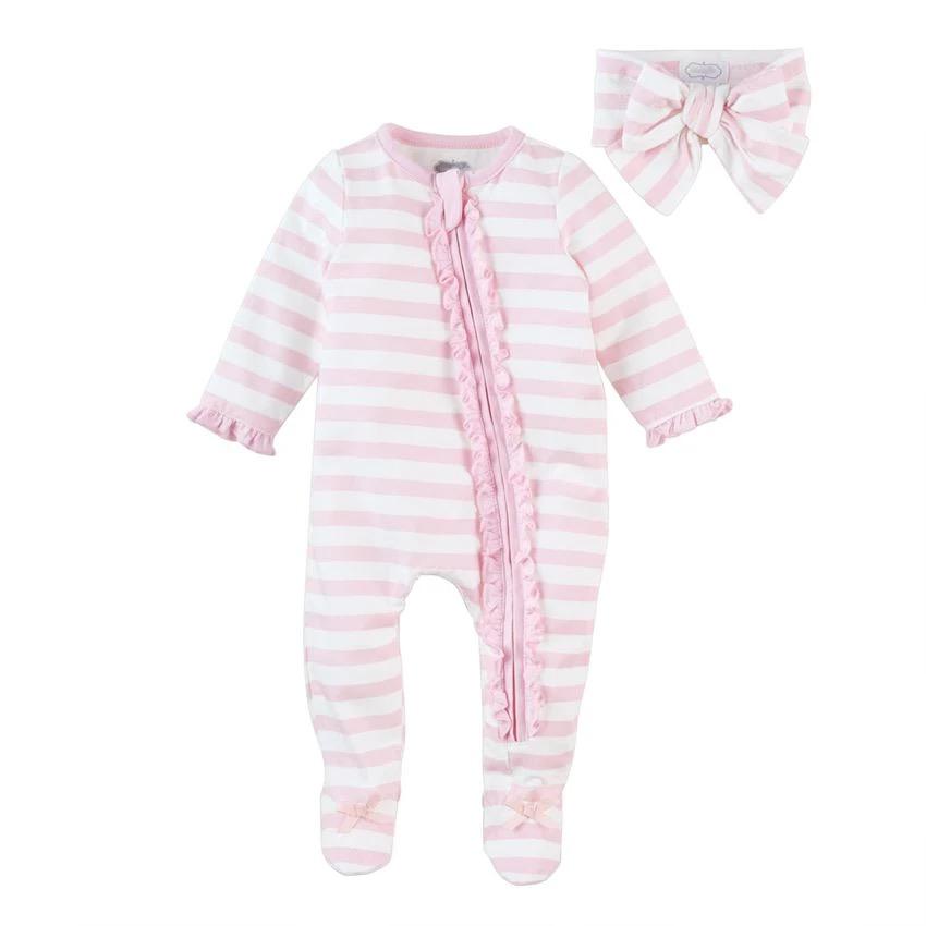 Striped Sleeper & Headband Set