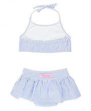 Cargar imagen en el visor de la galería, Periwinkle Blue Seersucker Bow Skirted Bikini
