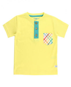 Rainbow Gingham Shorts & Lemon Pocket Henley Set