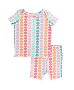 Rainbow Hearts Snuggly 2pc Ruffled Pajamas