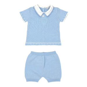 Pale Blue Cotton Shorts Set